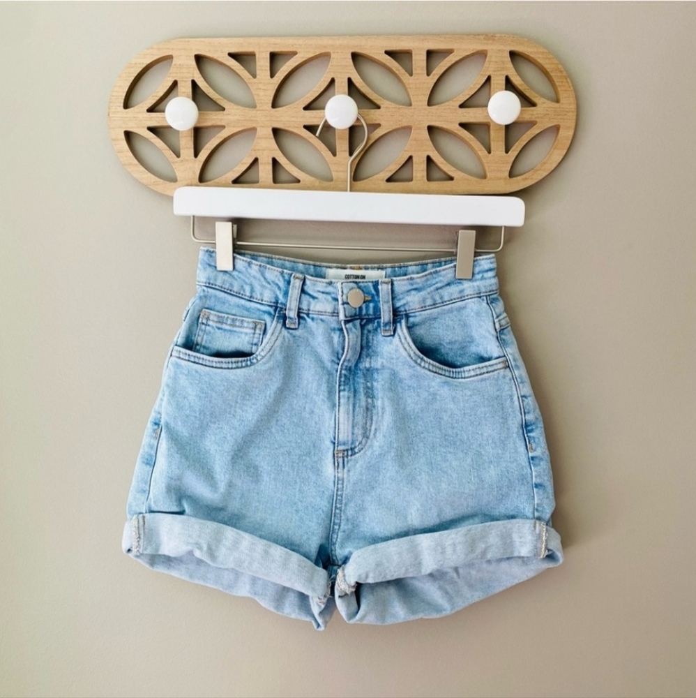 Cotton On High Rise Stretch Denim Shorts Blue Sz 2